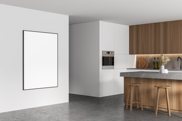 Bar and poster in white and wooden kitchen corner