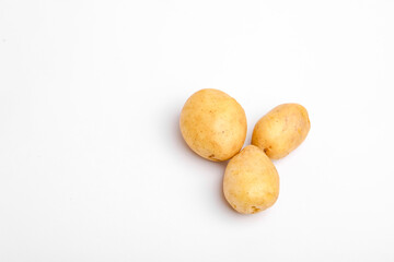 Potatoes isolated on white background. Top view