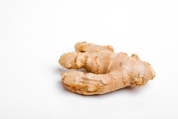 Fresh ginger on white background, herb medical concept