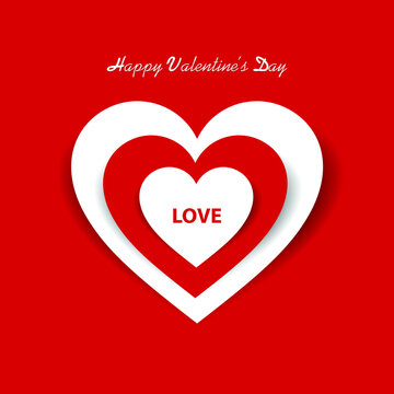 Valentine's Day Concept. Happy Valentine's Day Heart symbol on a bright red background