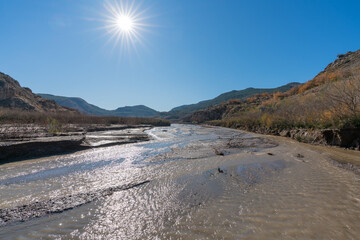 River of water towards the Beninar reservoir in southern Spain