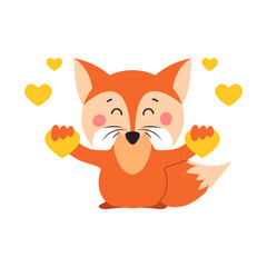 A fox. Orange fox. Fox can use a logo or badge. Vector illustration on white isolated background