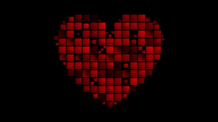 Plakat Red heart from geometric squares mosaic abstract background