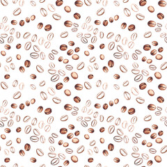 Seamless pattern with hand drawn coffee beans.