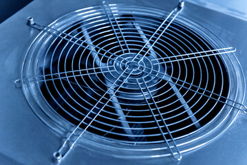 Metal industrial air conditioning vent. HVAC. Ventilation fan background