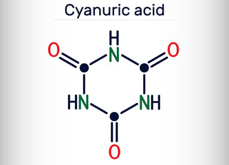 Cyanuric acid molecule. It is triazine, enol tautomer of isocyanuric acid. Skeletal chemical formula