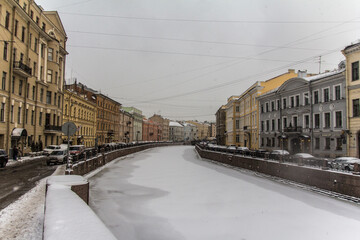 Moika river chanal in St. Petersburg in winter