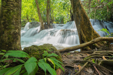 Huai Mae Khamin waterfall at Kanchanaburi , Thailand , beautiful waterfall
