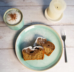 marble cake and coffee