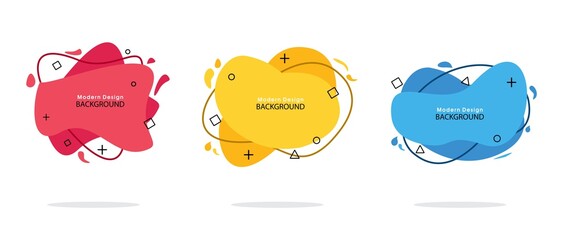 Set of abstract modern graphic elements. Dynamical colored forms and line. Gradient abstract banners with flowing liquid shapes. Template for the design of a logo, flyer or presentation. Vector.