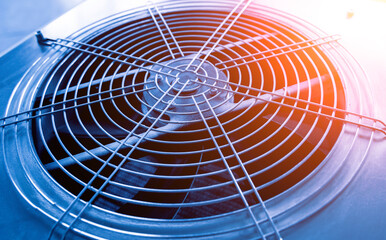 Fototapeta Metal industrial air conditioning vent. HVAC. Ventilation fan background obraz
