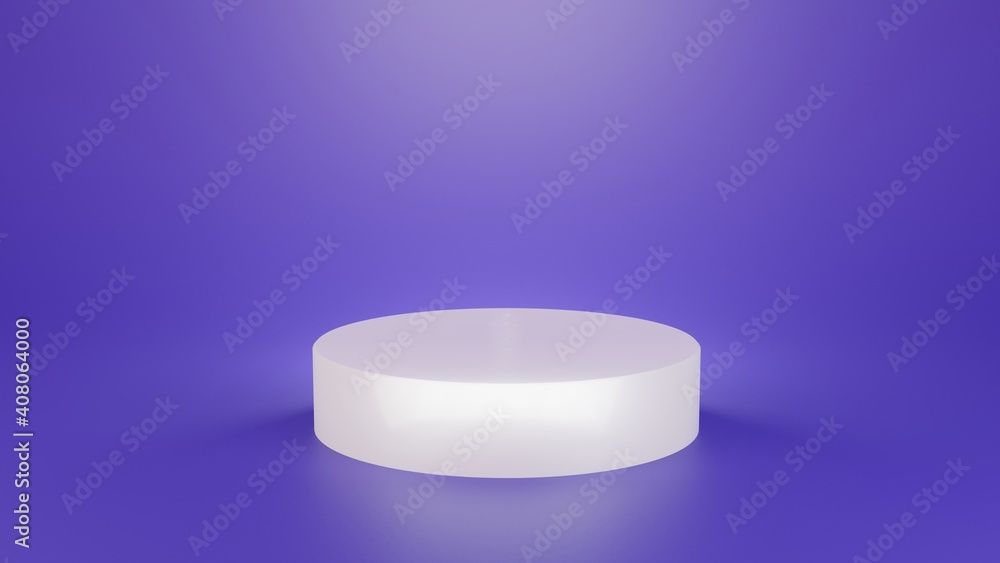Poster 3d rendering. abstract white geometry shape on blue background. podium minimalist mock up scene.