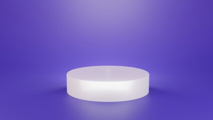 3d rendering. Abstract white geometry shape on blue background. podium minimalist mock up scene.