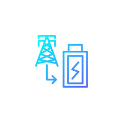 Power plant tower icon in gradient blue color style