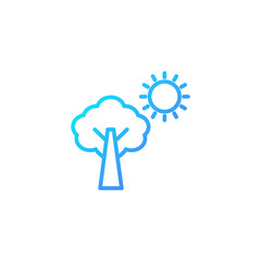 Sun and plant icon in blue gradient style