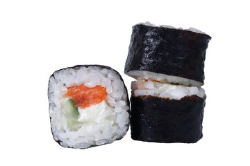 Sushi maki on isolated white background. Three rolls © Maksim