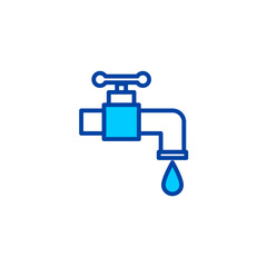 Water tap icon in blue style
