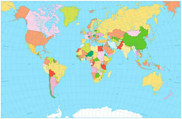 Blank political World Map detailed vector illustration