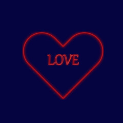 heart on black background blue love neon