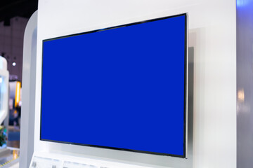Blank lcd smart TV presentation at event convention exhibit trade show and booth in conference hall, white Mock up or white blank advertising background