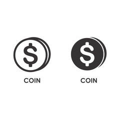 COIN Icon on thin and bold vector illustration for online store or website