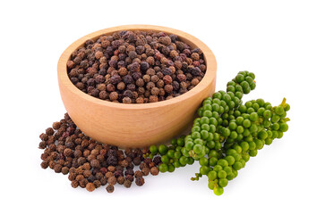 Black pepper and pepper Fresh isolated on white background