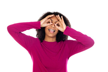 Beautiful teenager girl with pink sweater