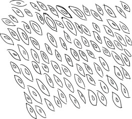 Vector freehand drawing leaves. Background from the drawn leaves.
