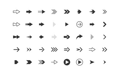 set of arrow icons, objects, direction