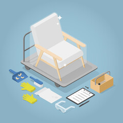 Isometric Armchair Restoration Illustration