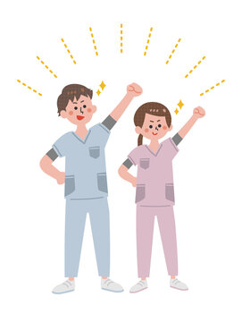 Strong poses of nurse men and nurse women_3