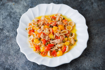 tuna orecchiette pasta with cherry tomatoes