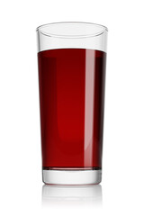 Glass of red juice isolated on white. 3D rendering illustration.