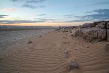 Sand drifts in the Lybian desert, white desert near Farafra, Egypt