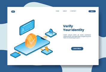 Modern isometric verify identity concept illustration