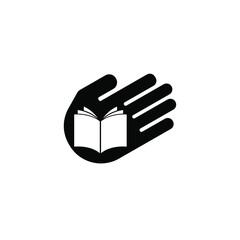 SIMPLE HAND BOOK MINIMAL VECTOR ILLUSTRATION LOGO ICON DESIGN