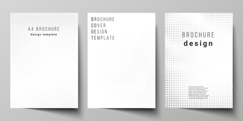 Vector layout of A4 cover mockups design templates for brochure, flyer layout, cover design, book design, brochure cover. Halftone effect decoration with dots. Dotted pattern for grunge decoration.