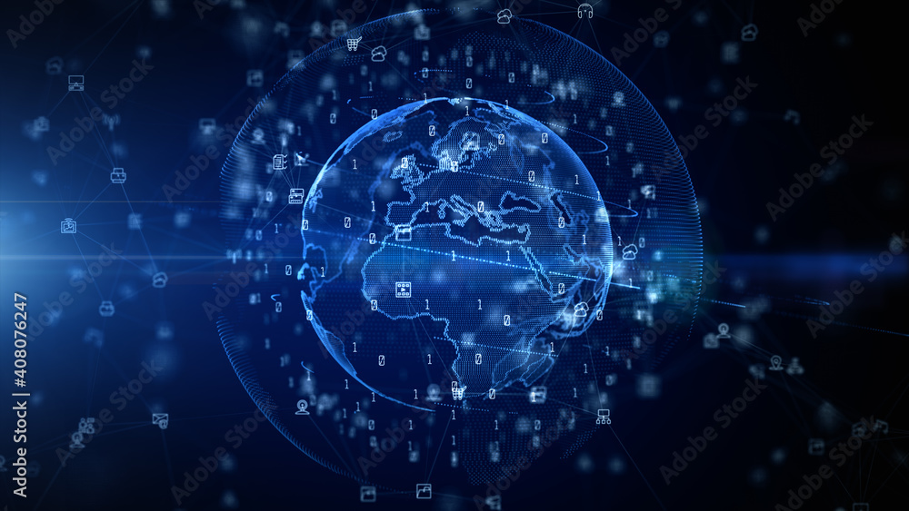 Aufkleber 5g high speed internet connection of internet of things iot, futuristic global and social network co
