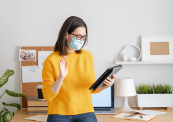 woman working in home office