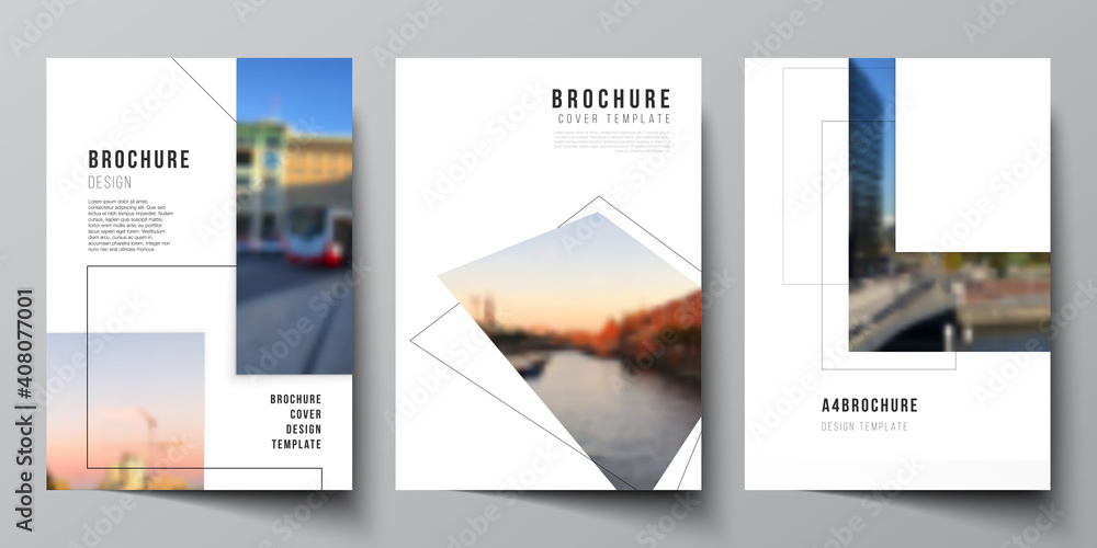 Poster vector layout of a4 format cover mockups design templates with geometric simple shapes, lines and ph