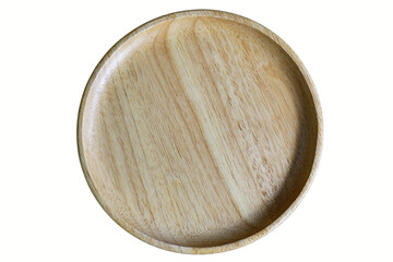Wooden dish It is a circle Them for food with clipping path