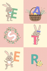 Happy easter card. Festive decoration with spring elements