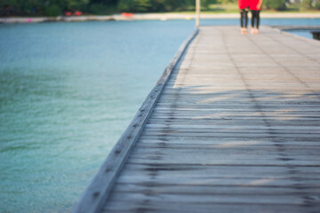 Wooden bridge blur background