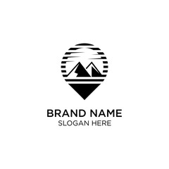 mountain adventure with spot logo design illustration
