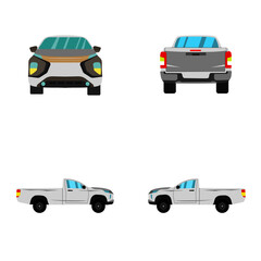 Fototapeta premium set of white single cab pick up truck on white background