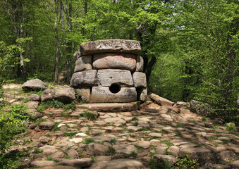 Dolmen Harmony - megalithic tomb near Vozrozhdenie village and Gelendzhik town. Krasnodar Krai....