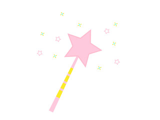 Pink magic wand with stars and lights