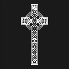  Celtic cross, isolated vector on a dark background.