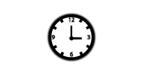 2d flat clock illustration isolate on white background. time 3:00 o clock.