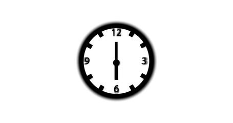 2d flat clock illustration isolate on white background. time 6:00 o clock.